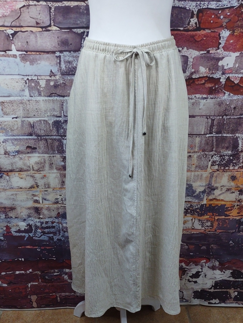 Max Studio Cream Drawstring Maxi Skirt